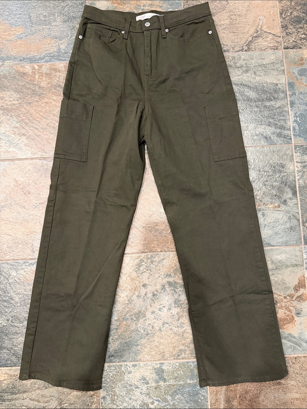 Levi's Dark Olive High-Rise Cargo Jeans